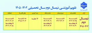 اصلاح تقویم آموزشی نیم‌سال دوم سال تحصیلی 1405-1404 (بهمن _ 042) دانشگاه‌ ملی مهارت 2