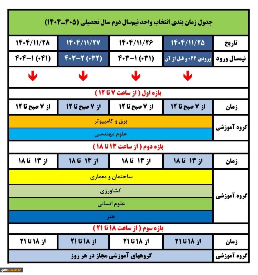 انتخاب واحد نیمسال دوم سال تحصیلی ۱۴۰۴-۱۴۰۵ (نیمسال ۰۴۲) 2