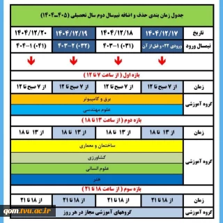 اطلاعیه حدف و اضافه ترم 042